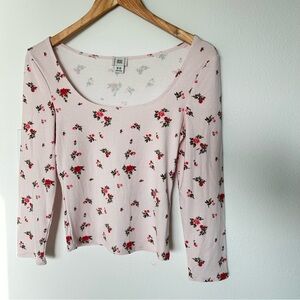 BDG Light Pink Floral Long Sleeve Tee medium NWOT